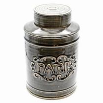 Pote Decorativo Cerâmica Tampa Paris Preto Retrô 25 X 14
