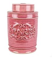Pote Decorativo Cerâmica Tampa Paris Vermelho Retrô 25 X 14