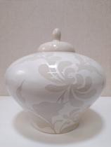 Pote Decorativo de Cerâmica Bege Devore Pote Decorativo de Cerâmica Bege Devore