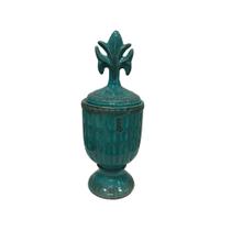 Pote decorativo de cerâmica Fleur De Lis - 36cm azul