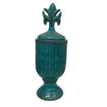 Pote decorativo de cerâmica Fleur De Lis - 40cm azul