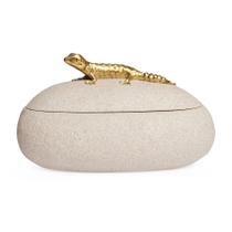 Pote Decorativo Lagartixa em Poliresina Dourado 25cm 21032 Mart