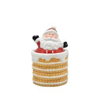 Pote Decorativo Natalino Cerâmica Papai Noel na Chaminé 13cm