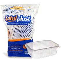 Pote Descartável 1000 ml Retangular C/ Tampa Ideal P/ Marmita Fit - 24Un Rioplastic - Totalplast