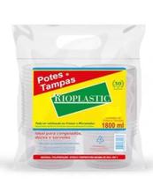 Pote Descartável 1800ml Redondo C/ tampa Transparente - 15un Rioplastic Pote Descartável 1800ml Redondo C/ tampa Transparente - 15un Rioplastic
