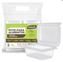 Pote Descartavel 250 ml Retangular Com Tampa, Ideal P/ Marmita Fit - 24 Un
