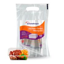 Pote Descartável 250Ml Tp Cristal Retangular Freezer Microonda Com 25 Unidades