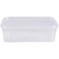 Pote Descartável 500ML Retangular com Tampa e Lacre - Pacote com 10 Pote Descartável 500ML Retangular com Tampa e Lacre - Pacote com 10