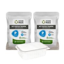 Pote Descartável Empilhavel BPA Free C/ Vedação Marmita Fitness Freezer Micro-ondas 350ml - 50un