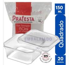 Pote Descartavél Quadrado 150ml Pra Festa Freezer/micro 20un - PRAFESTA