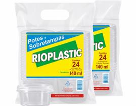 Pote Descartavel Redondo Plastico Com Tampa Marmita 140 ml Com 24 unidades