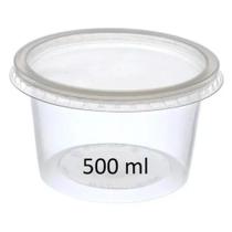 Pote Descartável Redondo Tampa Transparente 500ml 100Unidade - Cristalcopo