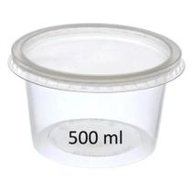 Pote Descartável Redondo Tampa Transparente 500ml 25 Unidade