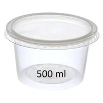 Pote Descartável Redondo Tampa Transparente 500ml 50 Unidade - Cristalcopo