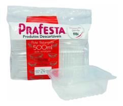 Pote Descartavel Retangular 500 Ml Freezer Microondas Marmita - 24 Unidades - Prafesta