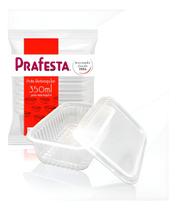 Pote Descartável retangular Com Tampa Marmita fit freezer microondas congelar levar 350ml 144unid