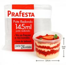Pote descartável vasilha plástica potinho marmita tampa porções molho patê bolo delivery 145ml 24un Pote descartável vasilha plástica potinho marmita tampa porções molho patê bolo delivery 145ml 24un