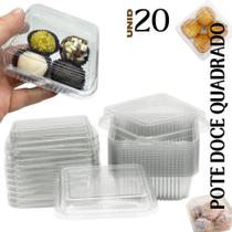 pote doce quadrado com 20 unidades G650 200ml, brigadeiro, bolo, gelatina, mousse, tortas