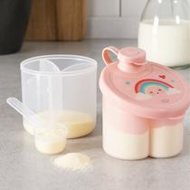 Pote dosador leite em po para armazenar 3 divisoria 100ml cd giratoria mamadeira