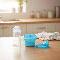 Pote Dosador Porta Leite Em Pó Formula Azul 3 Divisórias 250 ml Dosador De Mamadeira Infantil Pimpolho Plastico