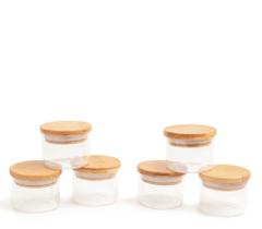 Pote Em Vidro De Bambu Circular 110Ml Pote Em Vidro De Bambu Circular 110Ml