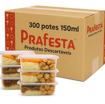 Pote embalagem marmita vasilha descartavel c tampa quentinha marmitex freezer microondas 150ml 300un