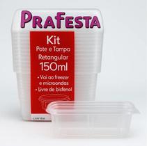 Pote embalagem marmita vasilha descartavel c tampa quentinha marmitex freezer microondas 150ml 60uni