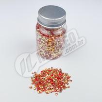 Pote Fimo Coração Diamante Vermelho Furta-Cor Brilho Lantejoula - 25 gramas