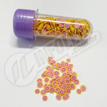 Pote Fimo Fatiado Laranja Vermelha Lantejoula - 15 gramas