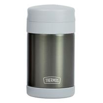 Pote Frasco Térmico Thermos 470ml Cinza com Colher Dobrável