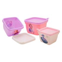 Pote frozen Infantil Kit com 3 Marmitas para lanche Escolar Plasútil