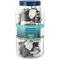 Pote grande com plugue macho 2P 10A 250V~ cores preto e branco Pote grande com plugue macho 2P 10A 250V~ cores preto e branco