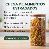 Pote Hermético 1200ml Vidro com Tampa de Bambu Pote Hermético 1200ml Vidro com Tampa de Bambu