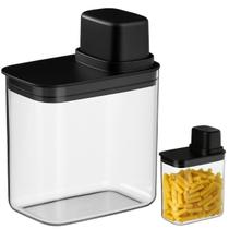 Pote Hermético 1,5L Açúcar Feijão Café Arroz Cereais Tampa Medidora Vedação Silicone Cozinha Organizador Utensílio Armário Alimento