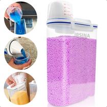 Pote Hermético 2 Litros Copo Dosador Porta Sabão Pó Liquido Amaciante Dispenser Organizador De Cozinha Pia Lavanderia Despensa Irsina