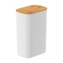Pote Hermético 2,3 L Retangular Plástico C/ Tampa Bambu - Pote Hermético 2,3 L Retangular Plástico C/ Tampa Bambu -