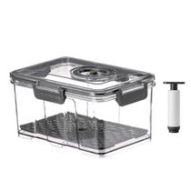 Pote Hermético 2L Cinza Com Bomba De Vácuo Vedação Armazenamento Alimentos Grãos Tampa Plástica Cozinha Geladeira Organização Pote Hermético 2L Cinza Com Bomba De Vácuo Vedação Armazenamento Alimentos Grãos Tampa Plástica Cozinha Geladeira Organização