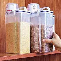 Pote Hermético 2L com Medidor Cozinhe com Precisão Dispenser Cozinha Alimentos Graos Arroz Feijão