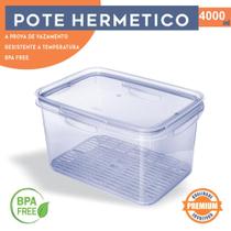 Pote Hermético 4 Litros Empilhável Transparente com Escorredor 4 Trava Perfeito Para Frutas Verduras