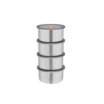 Pote Hermetico 450ml Redondo Inox Vedacao Tampa Guardar Lanche Tempero Cozinha
