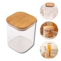 Pote Hermético 450ml Tampa Bambu Vedação Silicone Grande Armazenar Alimentos