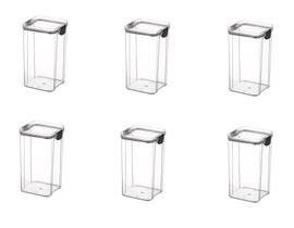 Pote Hermético 6 Peças Plástico Mantimento Organizar Cozinha