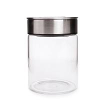 Pote Hermetico 900 ml Tampa Inox Redondo para Organizar Mantimentos Tempero