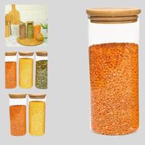 Pote Hermético 900ml Liso tampa de Bambu Porta Mantimentos, Cereais, Armazena alimentos, Organização na Cozinha Pote Hermético 900ml Liso tampa de Bambu Porta Mantimentos, Cereais, Armazena alimentos, Organização na Cozinha