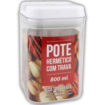 Pote Hermético Acrílico De Cozinha 800ml Para Armazenamento De Alimentos Com Trava