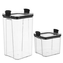 Pote Hermetico Acrilico Kit 2 Unidades Transparente Veda Tampa com Trava Alimento Cozinha Armario Organizaçao Multiuso Empilhavel Resistente Pote Hermetico Acrilico Kit 2 Unidades Transparente Veda Tampa com Trava Alimento Cozinha Armario Organizaçao Multiuso Empilhavel Resistente