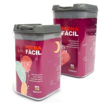 Pote Hermético Acrílico Para Alimentos Kit 450ml E 1000ml