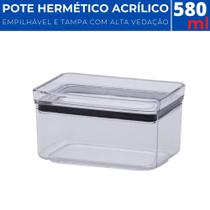 Pote Hermético Acrílico Retangular Lumini Empilhável 580ml