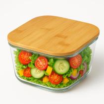 Pote Hermético Bamboo 800Ml - Recipiente de Vidro Snel Home Pote Hermético Bamboo 800Ml - Recipiente de Vidro Snel Home