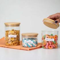 Pote Hermético C/ Tampa De Bambu 250 Ml Vidro Borossilicato Pote Hermético C/ Tampa De Bambu 250 Ml Vidro Borossilicato